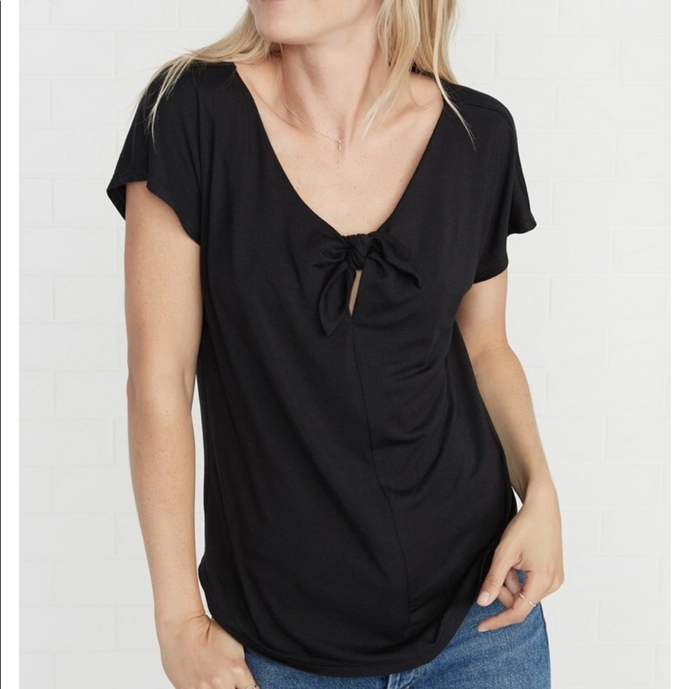 Amour Vert tie front black shirt
